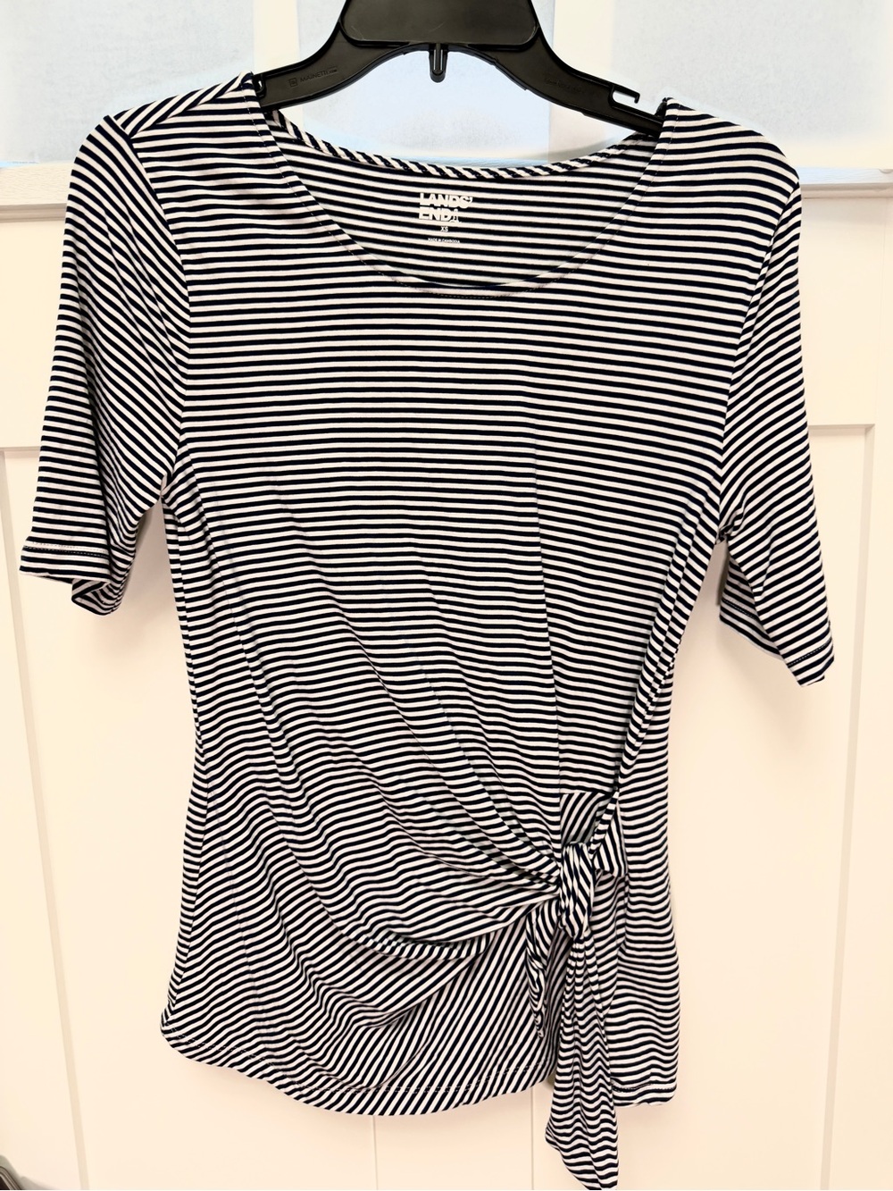Lands' End Navy and White Striped Tee